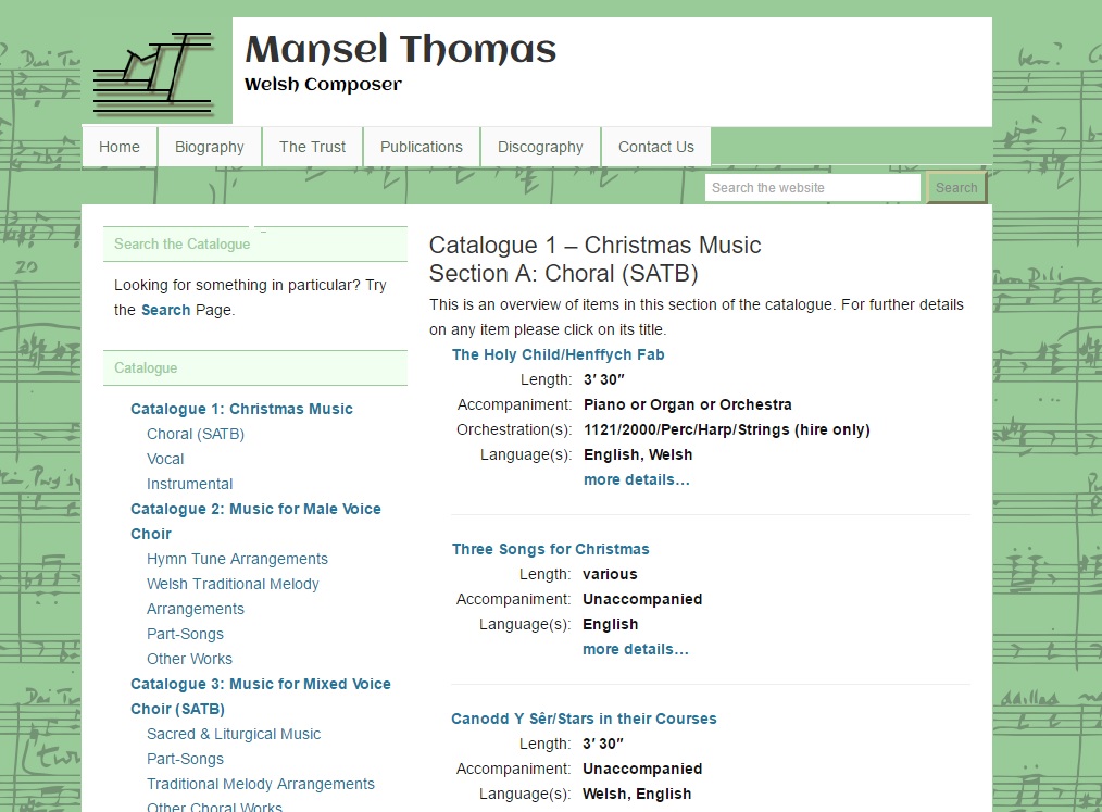 Mansel Thomas Trust website