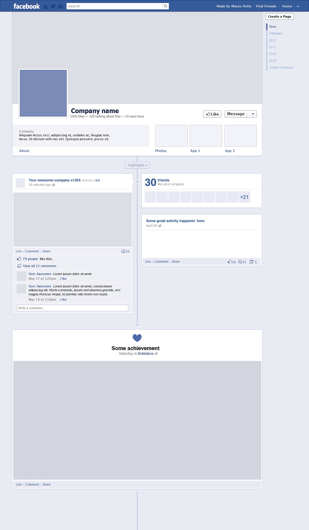 Facebook Timeline example